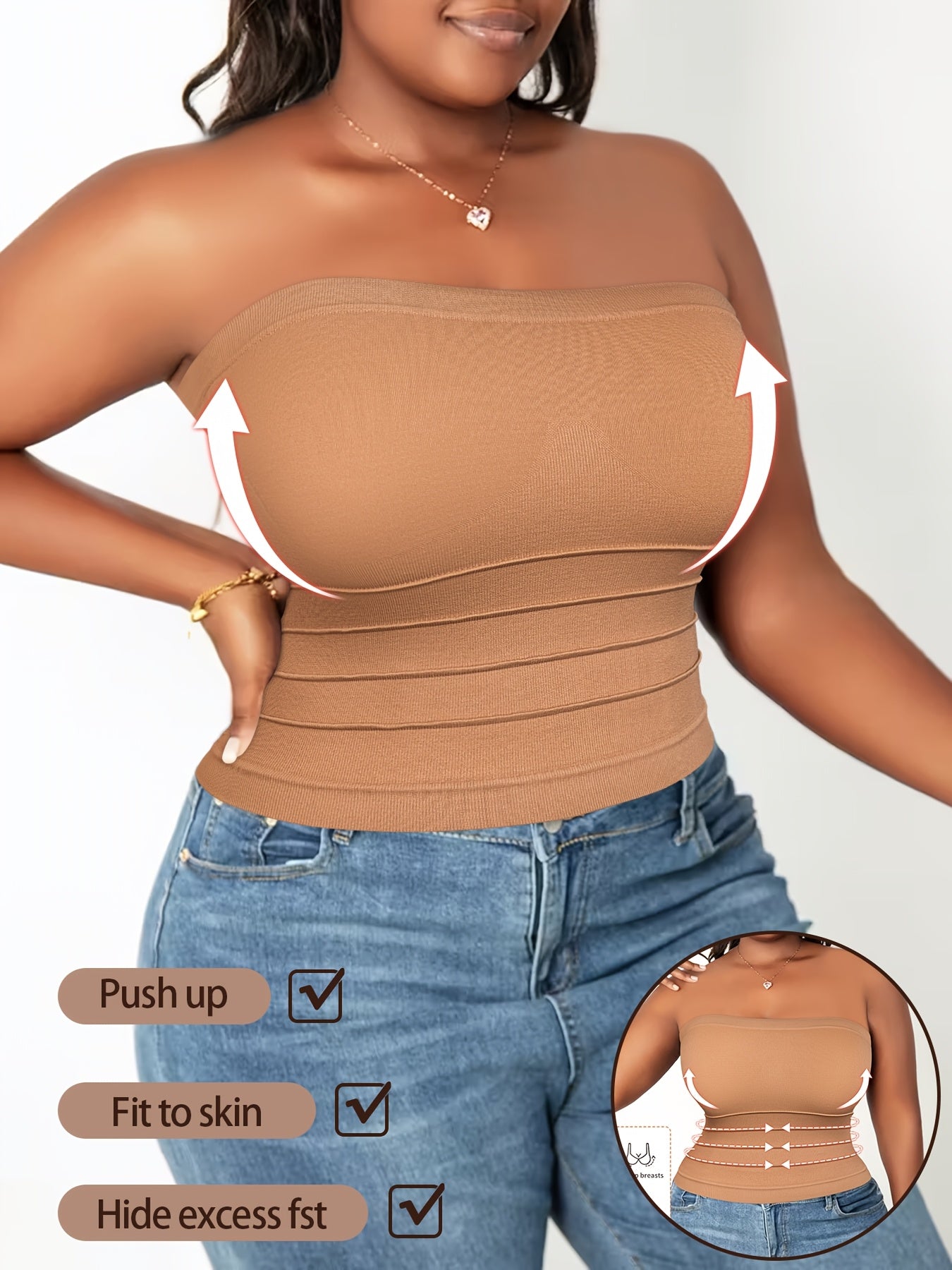 5pcs Set 2026 Spring-summer New Women's Large-size Waist-shaping Comfortable Breathable Bandeau, High-elasticity Slim Fit, Suitable for Office, Parties, And Casual Daily Wear.