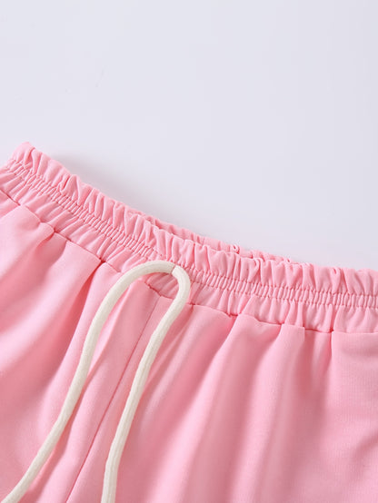 4pcs Girls' Summer Shorts with Heart Print & Bow Front - Non- Bow Tie Waistband, Machine Washable Casual Shorts Suitable for, Playdates, Casual Attire - Spring/Summer Outfits for to, Perfect for Outdoor
