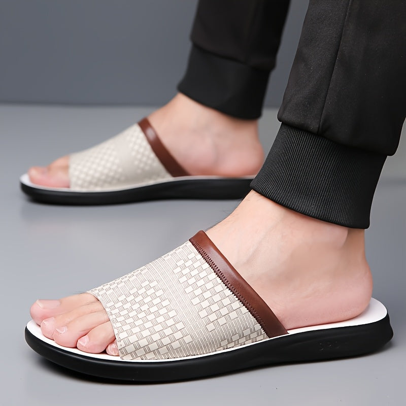 Men's Summer & Year-Round Lightweight Breathable Slippers - Indoor/Outdoor Non-Slip Shower Sandals with Sole & Upper - All-Terrain Casual House for Bathroom,, - Comfortable Slip-On Design