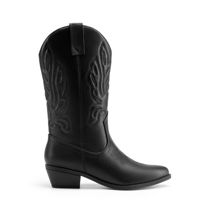 Women's Cowboy Boots Mid Calf Cowgirl Boots Embroidery Stitched Western Boots