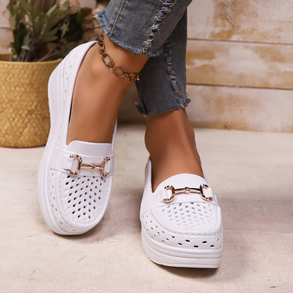 Women'S Casual Slip-On Wedge Heels - Light And Stylish, Suitable for All-Day Wear Hollow-Out Wedge: Versatile Shoes for Work And Weekends Sports Casual Fashion, Women Shoes