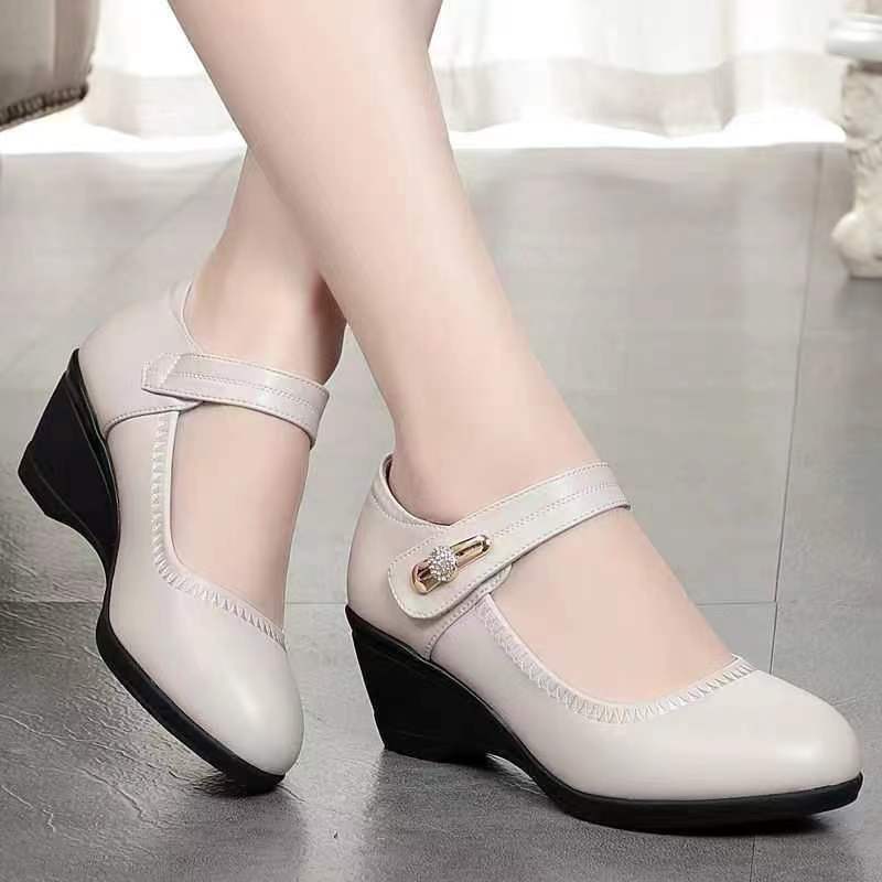 High-Quality Genuine Soft Sole Mom Shoes Spring And Autumn New Soft Sole Non-Slip Wedge Middle-Aged And Elderly Single Shoes, Women Shoes