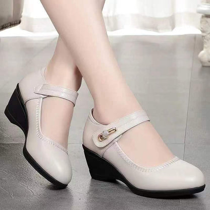 High-Quality Genuine Soft Sole Mom Shoes Spring And Autumn New Soft Sole Non-Slip Wedge Middle-Aged And Elderly Single Shoes, Women Shoes