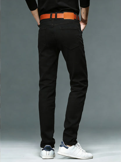 Men'S Regular Cut, Comfortable Stretch Waist Jeans, Classic All-Season Style, Comfortable Stretch Straight Leg Design. Suitable for Casual, Business, And Work Wear, Everyday Casual Attire, And a Must-Have Gift