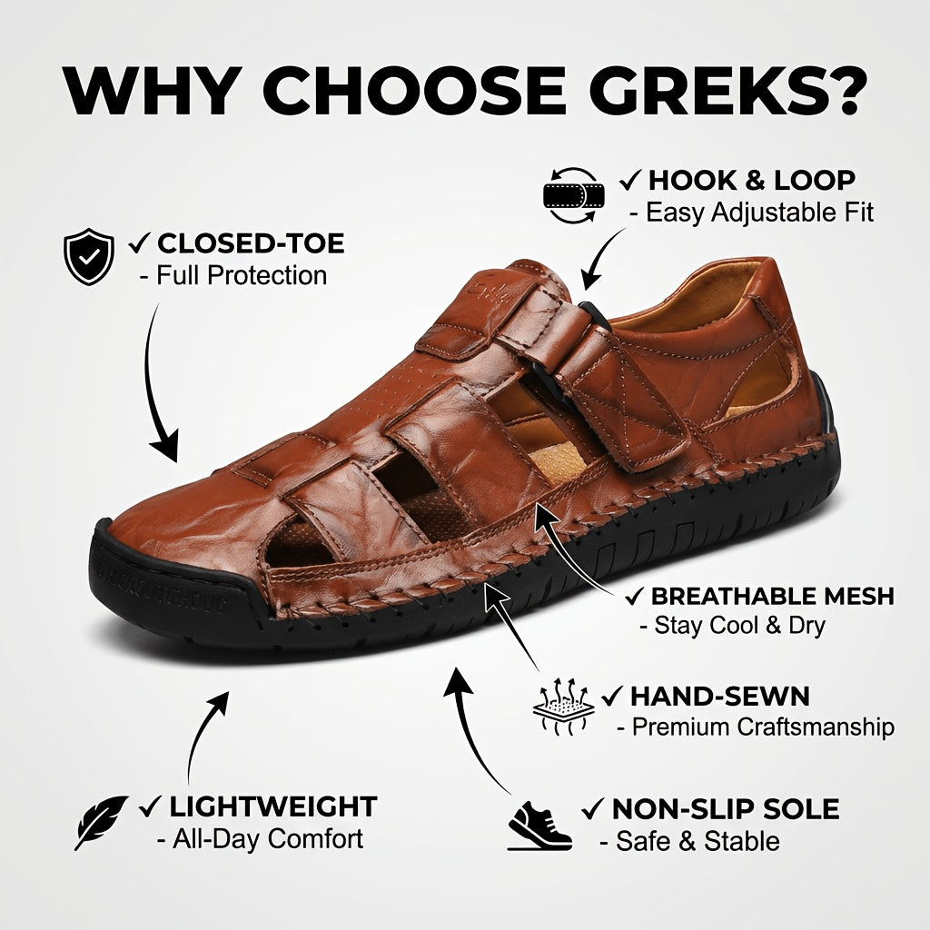 GREKS Men's Sport Sandals - Closed Toe Outdoor Fisherman Shoes, Breathable Summer Beach Loafers Anti-Slip
