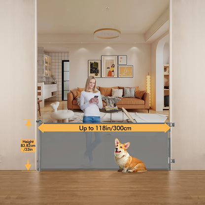 Retractable Mesh Safety Gate - 33/41 Inch Tall - Hardware-mounted expandable mesh design