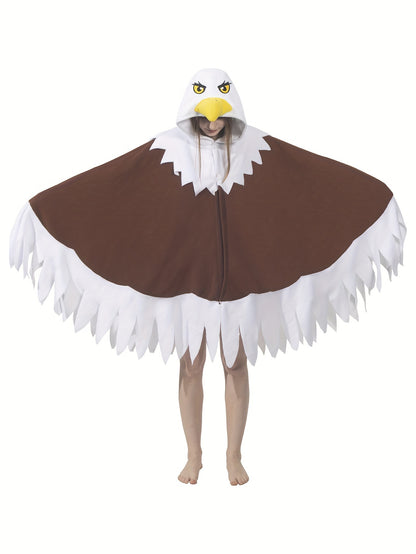 Unisex Adult Bald Eagle Costume Bird Cosplay Hooded Cape Halloween Independence Day Costume And Gift for Women Men