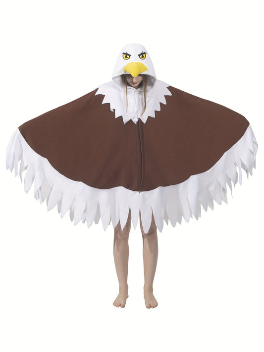 Unisex Adult Bald Eagle Costume Bird Cosplay Hooded Cape Halloween Independence Day Costume And Gift for Women Men