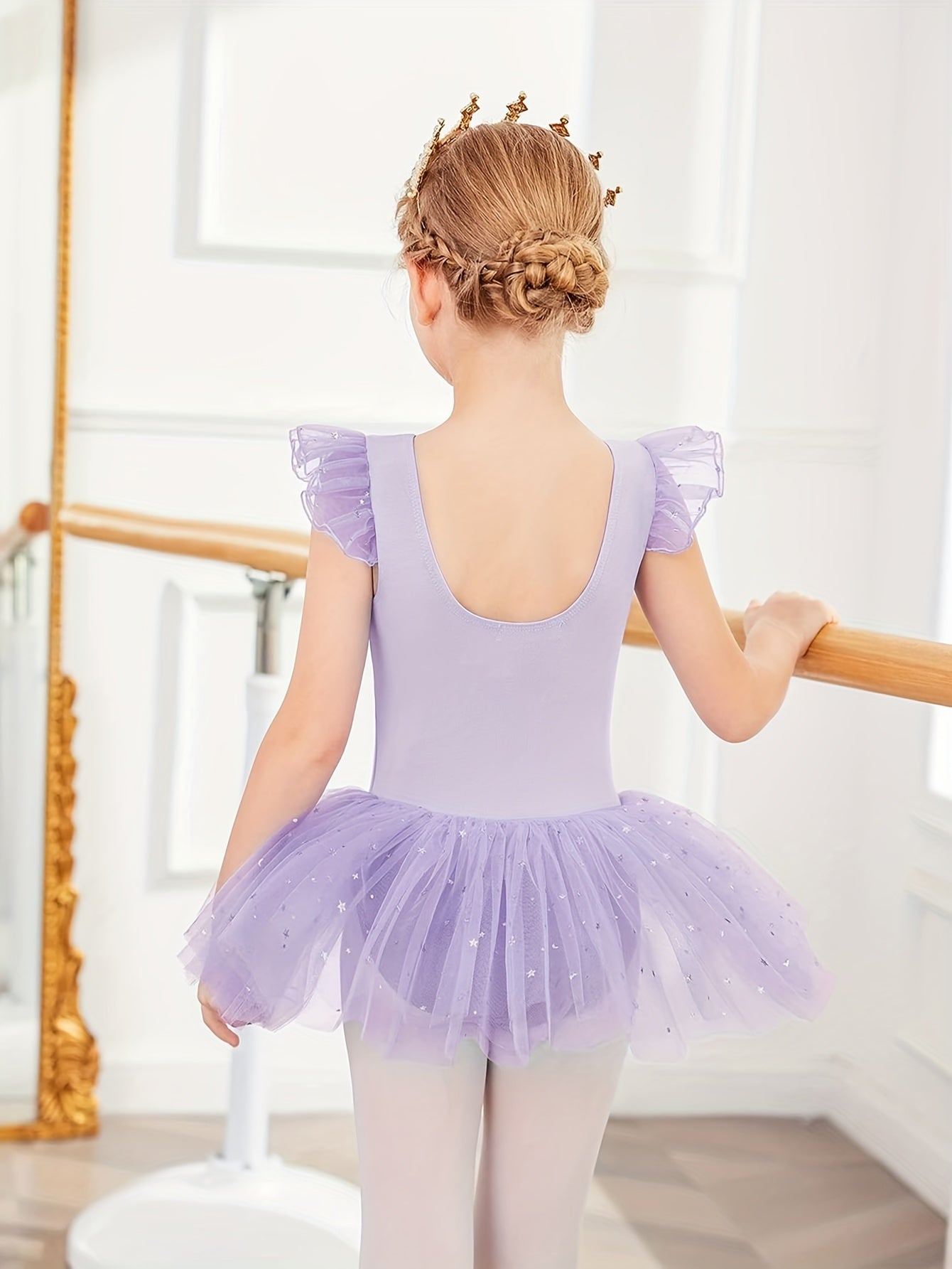 [Perfect Gift] Sweet Girls Ruffle Sleeve Ballet Skirted Leotard Shiny Dance Tutu Dresses for Ballet Gymnastics Performance, Perfect for Outdoor, All Seasons, Gift for Back-to-School Season, Beach Essentials, Perfect for Outdoor
