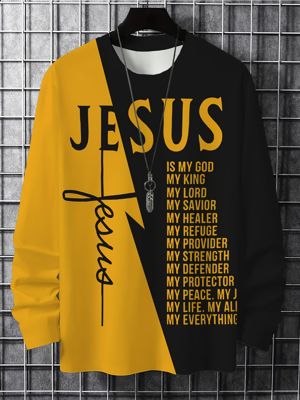 Men's Solid Color T-Shirt - Crew Neck Long Sleeve 931749