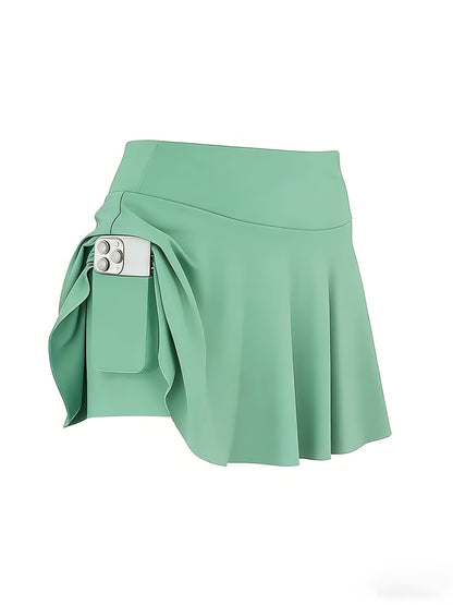 4pcs Women's Athletic Skorts Fake 2pcs Skirt Pants Elegant High Waist Skirt Summer Korean Style with Pockets Breathable Slim Fit Yoga Skirt Built-in Shorts Anti-Exposure Running Fitness Tennis Sports Skirt Gift for Wife Family Friends