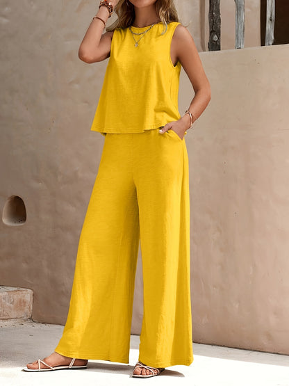 Summer New Women's Casual Two-piece Set Of Clothes, Europe And The United States Trends All Match Loose Head Round Neck Leisure Suit