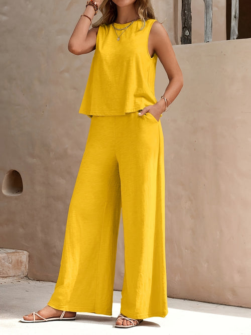 Summer New Women's Casual Two-piece Set Of Clothes, Europe And The United States Trends All Match Loose Head Round Neck Leisure Suit