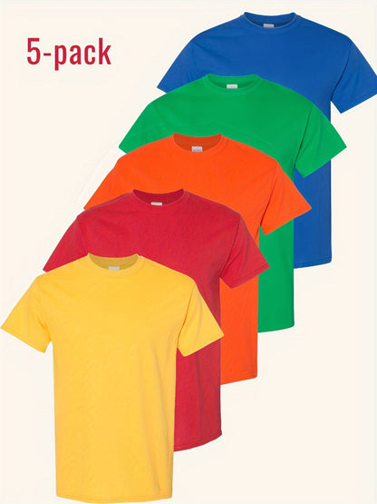 Men's Solid Color T-Shirt - Classic Neck Short Sleeve 079589