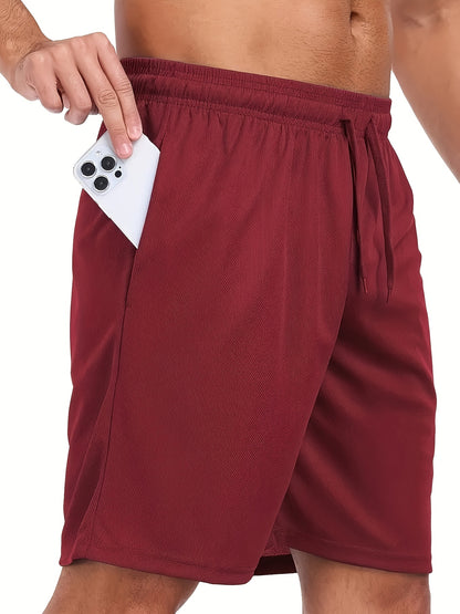 5 Men'S Quick Dry Mesh Shorts, Casual Micro Stretch Elastic Waistband Drawstring Shorts