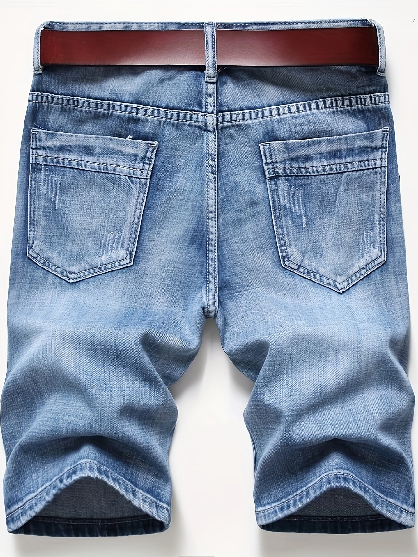 KEEVOOM Men'S Light Blue Washed Gradient Denim Shorts - Summer Casual Slim-Fit Shorts for Outdoor Sports & Trendy Daily Outfits