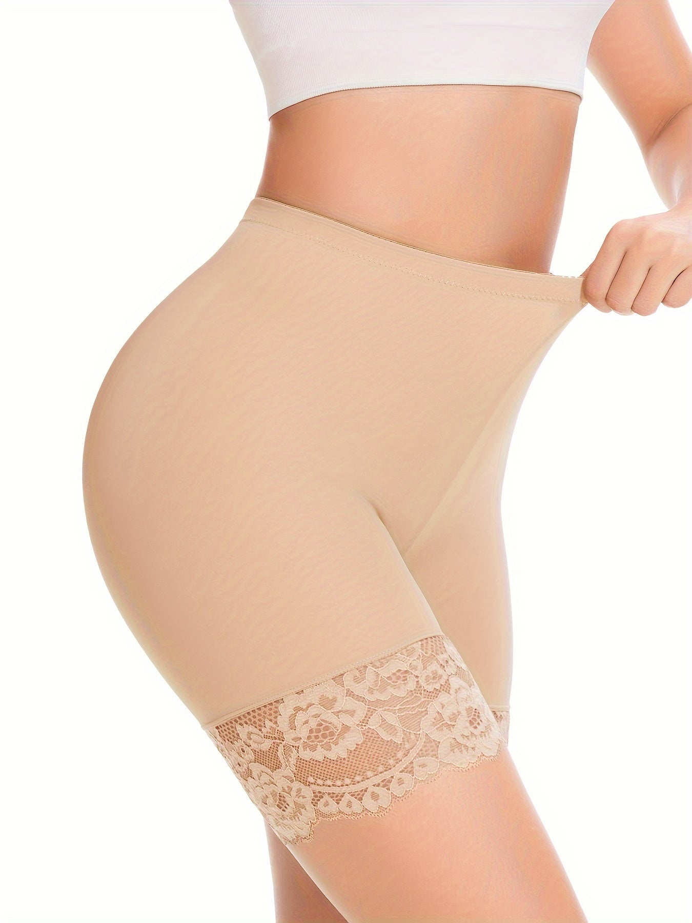 JUQDNX Seamless Lace Boyshort Panties - Tummy Control & Butt Lifting, Anti-Chafing Compression Slimmer Underwear for Women, Breathable / Blend, Ideal for Dresses & Shorts, Tummy Control Underwear