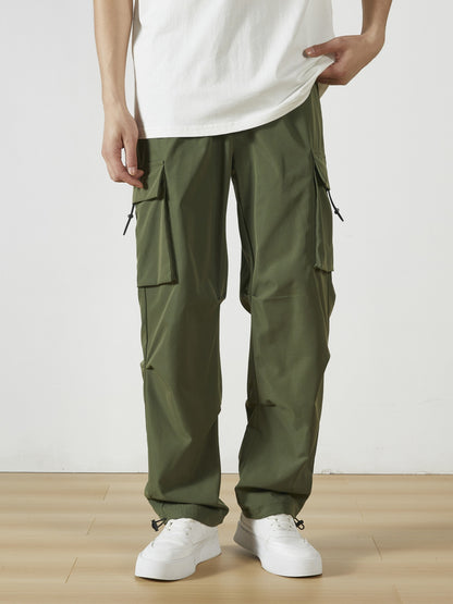 Men'S Straight-Leg Cargo Pants with Multiple Pockets, Suitable for Outdoor Street Fashion
