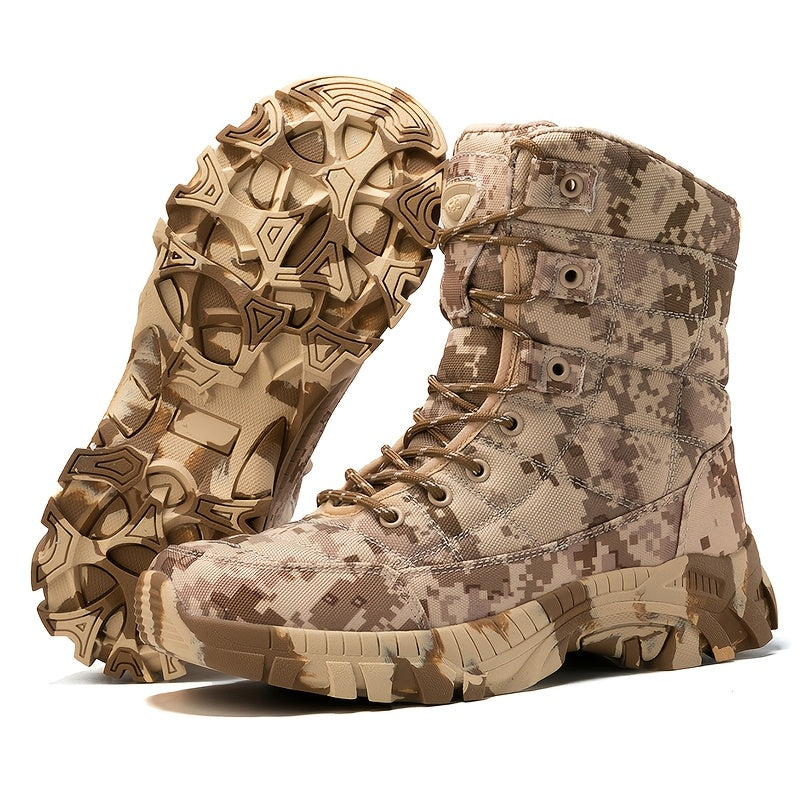 [Hunting & Adventure] 1 Pair Camouflage Oxford Cloth High-Top Hunting Shoes, Comfortable Lining & Rubber Outsole for Outdoor Hunting & Adventure