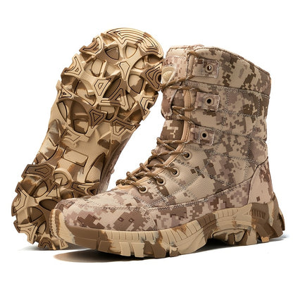 [Hunting & Adventure] 1 Pair Camouflage Oxford Cloth High-Top Hunting Shoes, Comfortable Lining & Rubber Outsole for Outdoor Hunting & Adventure