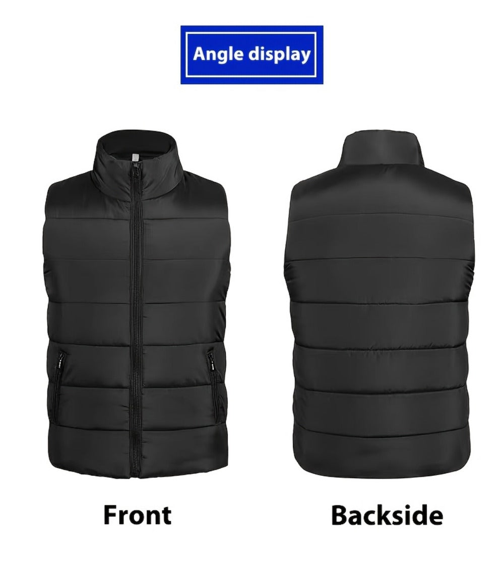 Men's Stand Collar Zip Vest - Zipper Pockets and Warm Layering