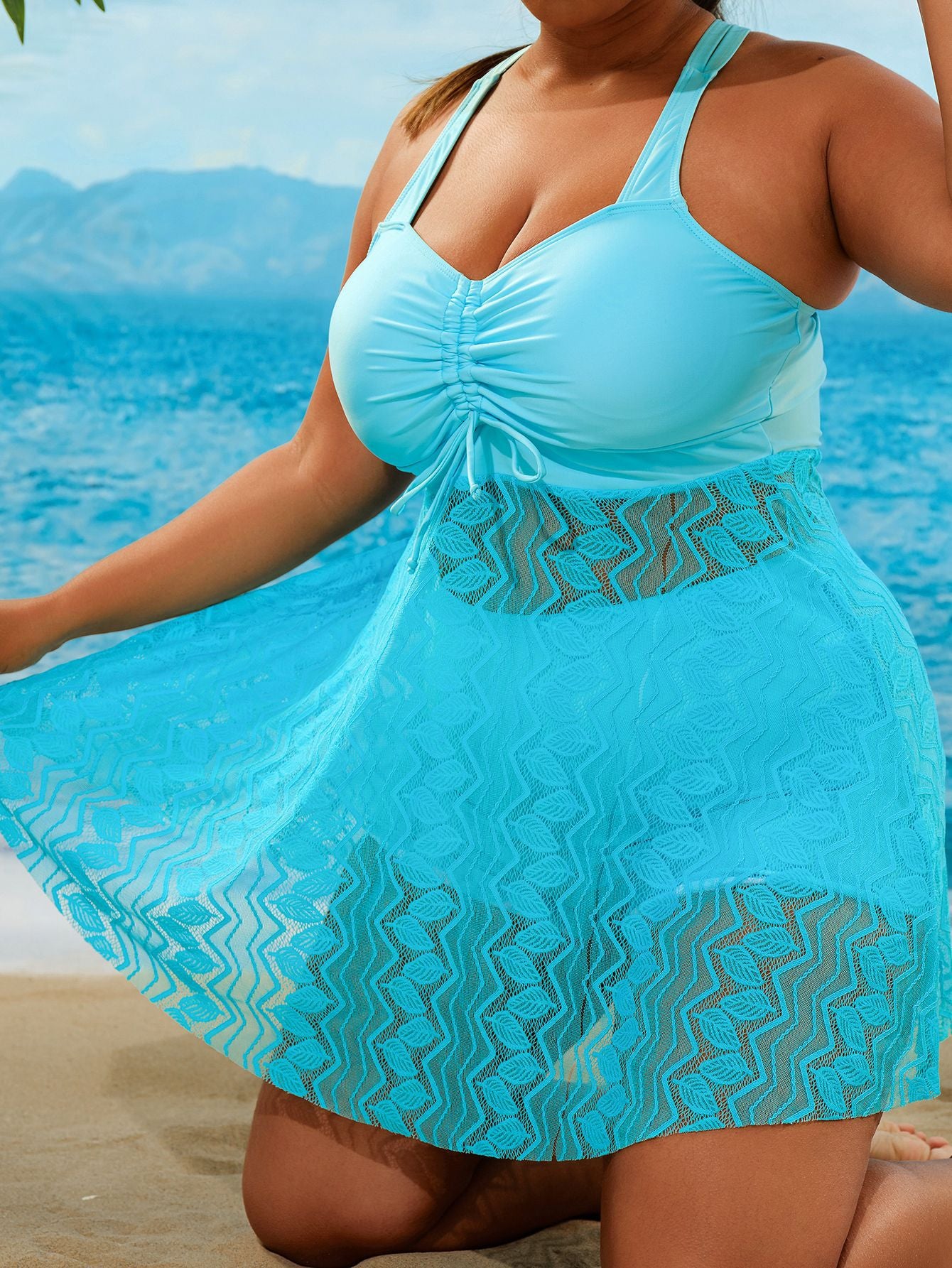 New Women'S 2pcs Split Swimsuit, High Waist Tummy Control High Stretch Beach Vacation Swimwear