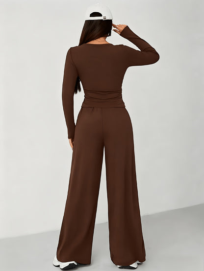 2026 [Elegant Direction]Relaxed And Sophisticated Fashion Casual Outfit, Pants + Fitted Long Sleeves