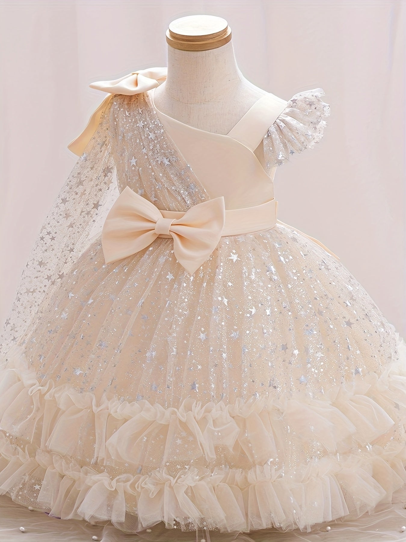 Halloween Dresses for Girls, Kids Halloween Costumes Galaxy Print Tutu Dress Off-Shoulder Flutter Sleeves A-Line Party Princess Gown