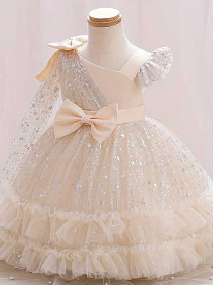 Halloween Dresses for Girls, Kids Halloween Costumes Galaxy Print Tutu Dress Off-Shoulder Flutter Sleeves A-Line Party Princess Gown