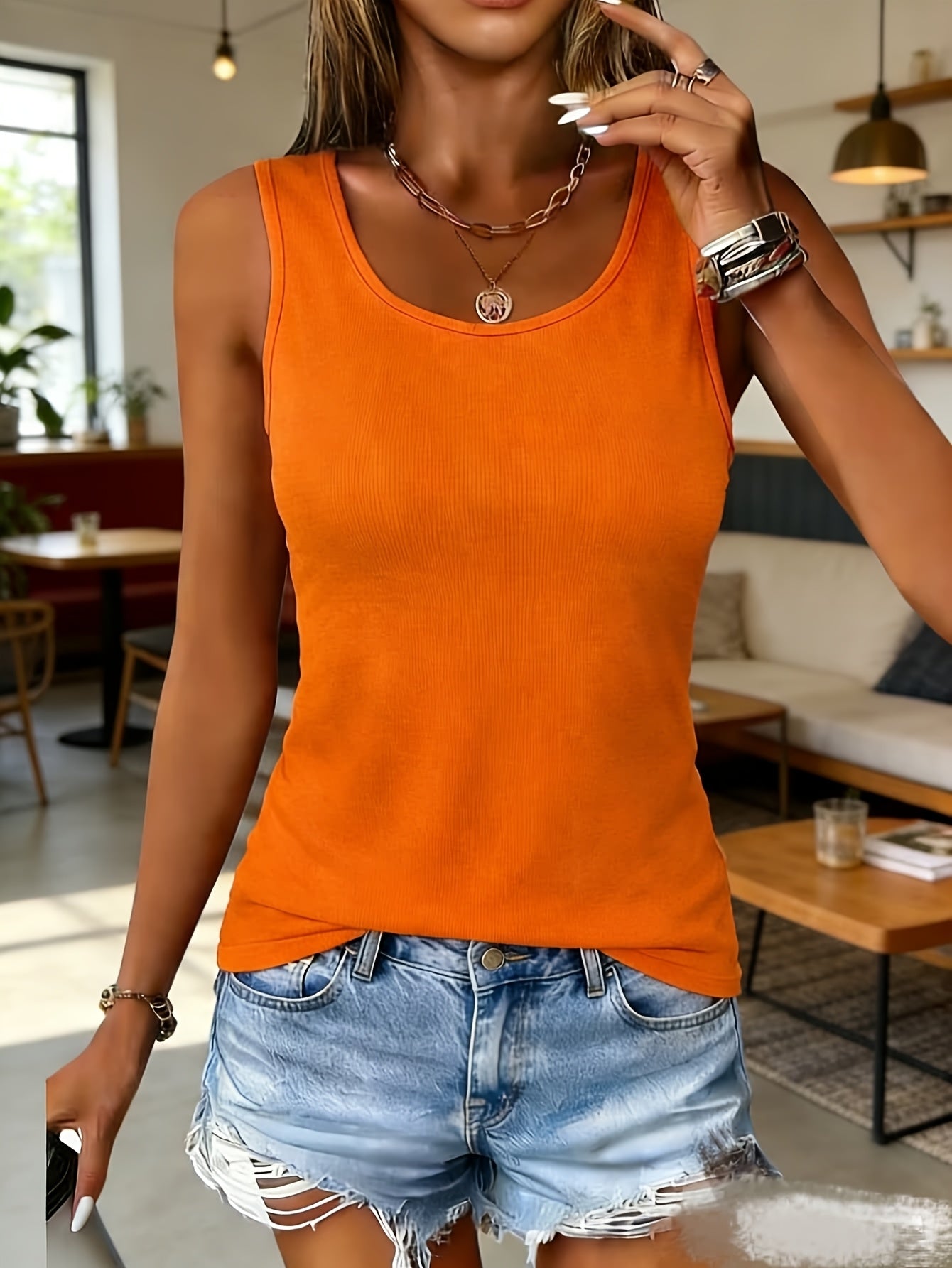 Women'S Vest 6pcs Set High Elastic Seamless Round Neck Shirt Summer Basic Style