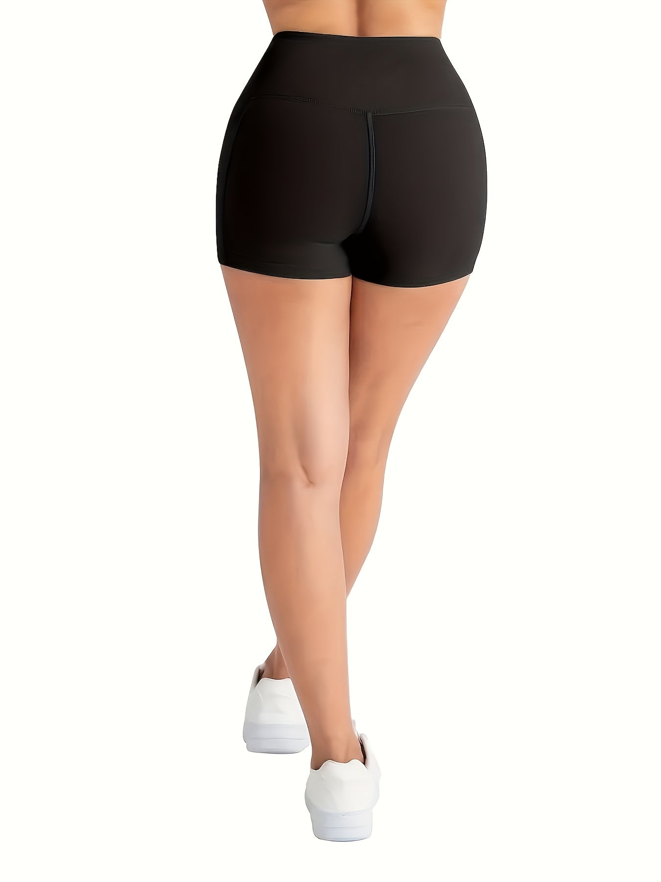 Set of 3 High-Waisted Sports Shorts for Women, Ideal for Yoga, Fitness, And Running, Featuring Pockets