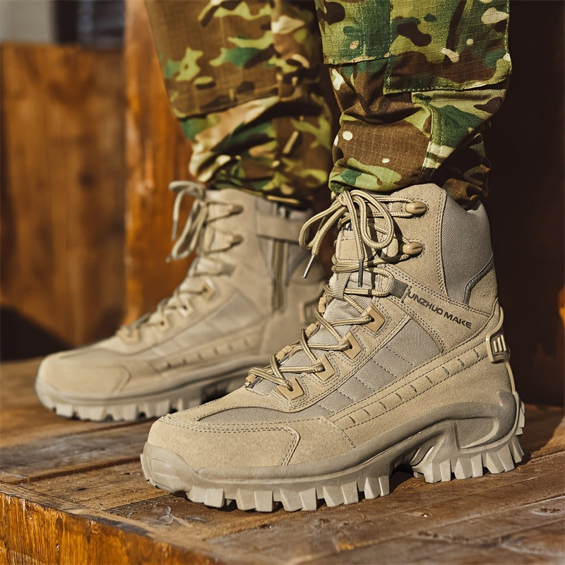 Men'S High-Top Tactical Boots | Heavy-Duty All-Terrain Outdoor Footwear with Slip-Resistant Rubber Soles | Ergonomic Design for All-Weather Hiking, Hunting, Climbing, and Mountaineering | Durable and Comfortable for Extended Wear