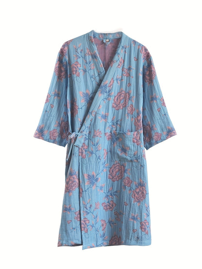 A Fashionable Thin Bathrobe, Plain Weave Gauze Bathrobe, Pure Fabric, Wearable Bath Towel, Quick Drying And Absorbent, Swimming, Bathing, Beach Vacation, Adult Plus Size Gauze Nightgown, Can Be Worn Externally.