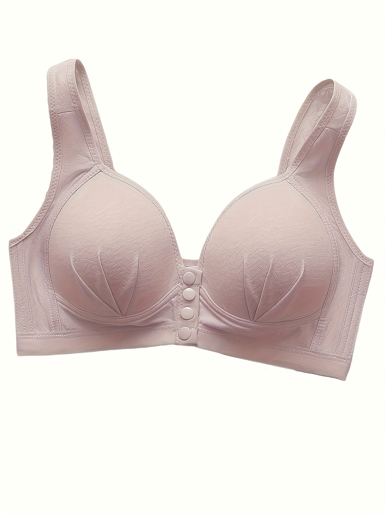 5pcs Solid Seamless Front Opening Wireless Tank Bra, Elegant And Comfortable Push Up Bra, Women's Underwear And Lingerie