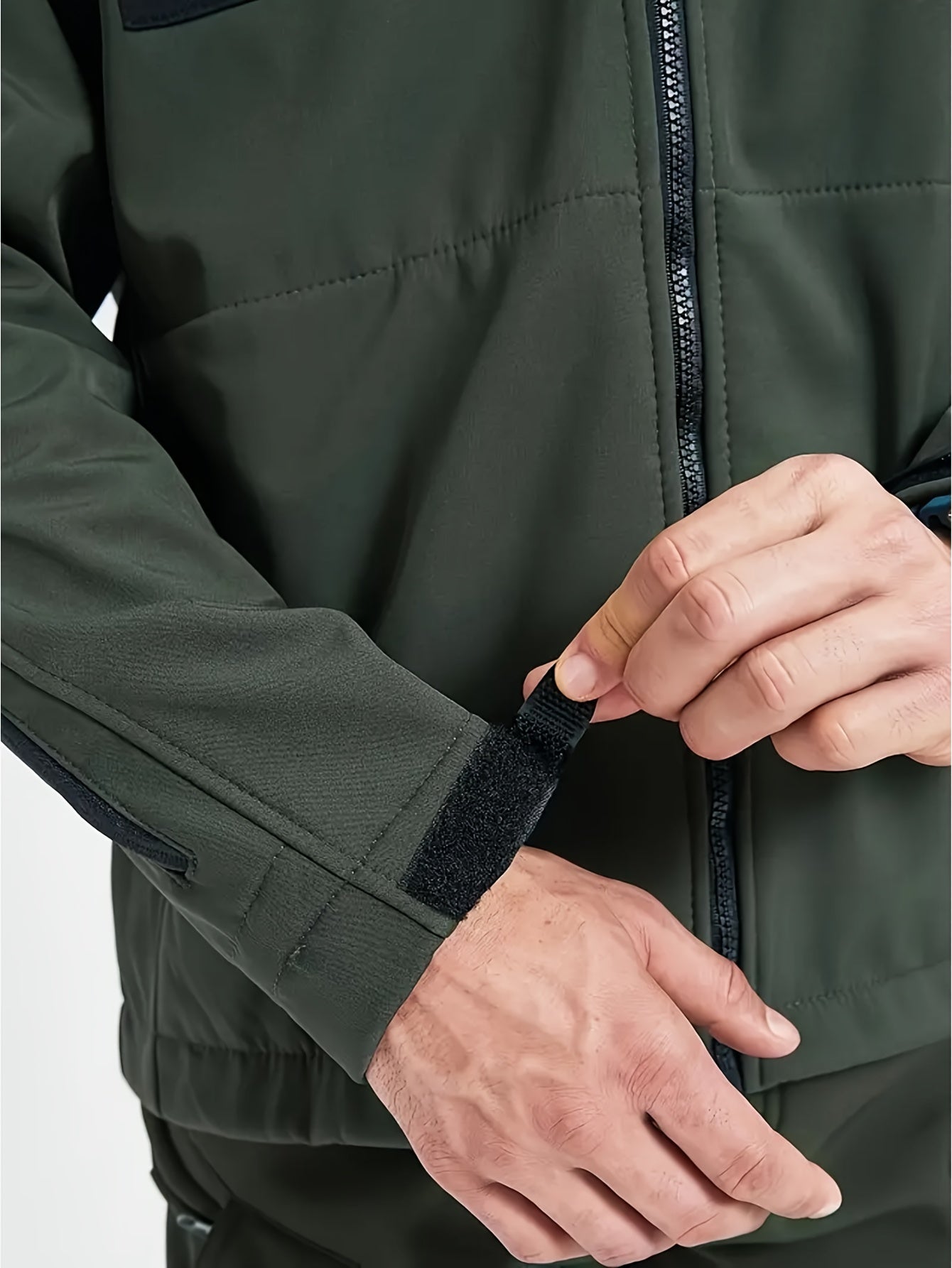 Men's Fleece-Lined Softshell Tactical Winter Jacket with Zip-Up Hooded Coat, Multiple Pockets & Lining - Outdoor Skiing, Hiking, Camping Workwear - Machine Washable Warm Fall/Winter Gear for Cold Weather Activities (Polyester)