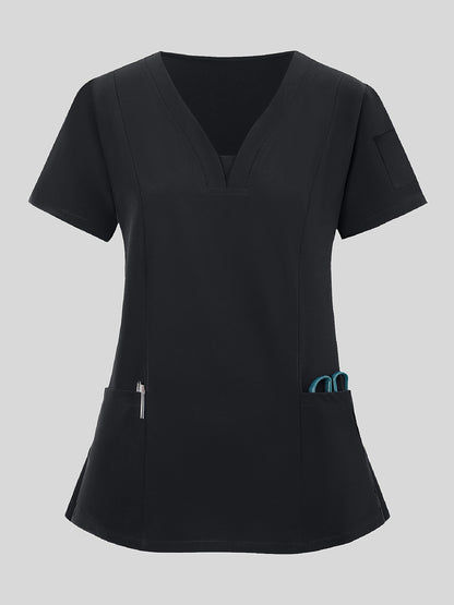 Women'S V-Neck Frosted Breathable Uniform Pocket Handwash Workwear Brush Handwear Top