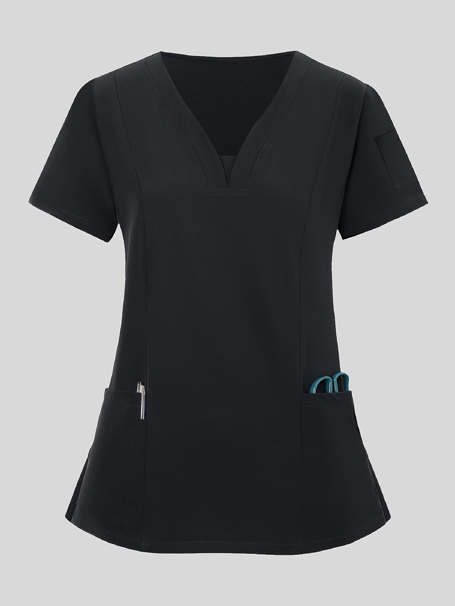 Women'S V-Neck Frosted Breathable Uniform Pocket Handwash Workwear Brush Handwear Top
