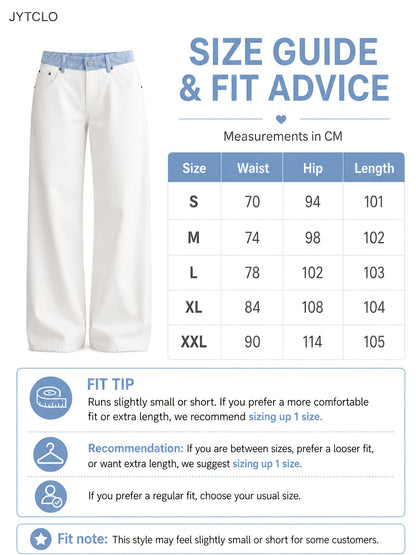 2026 Spring And Summer Fragrance New Contrasting Color Letter Webbing Decoration Straight Splicing Casual Pants Temperament Straight Jeans Commuter Trousers High Waist Jeans