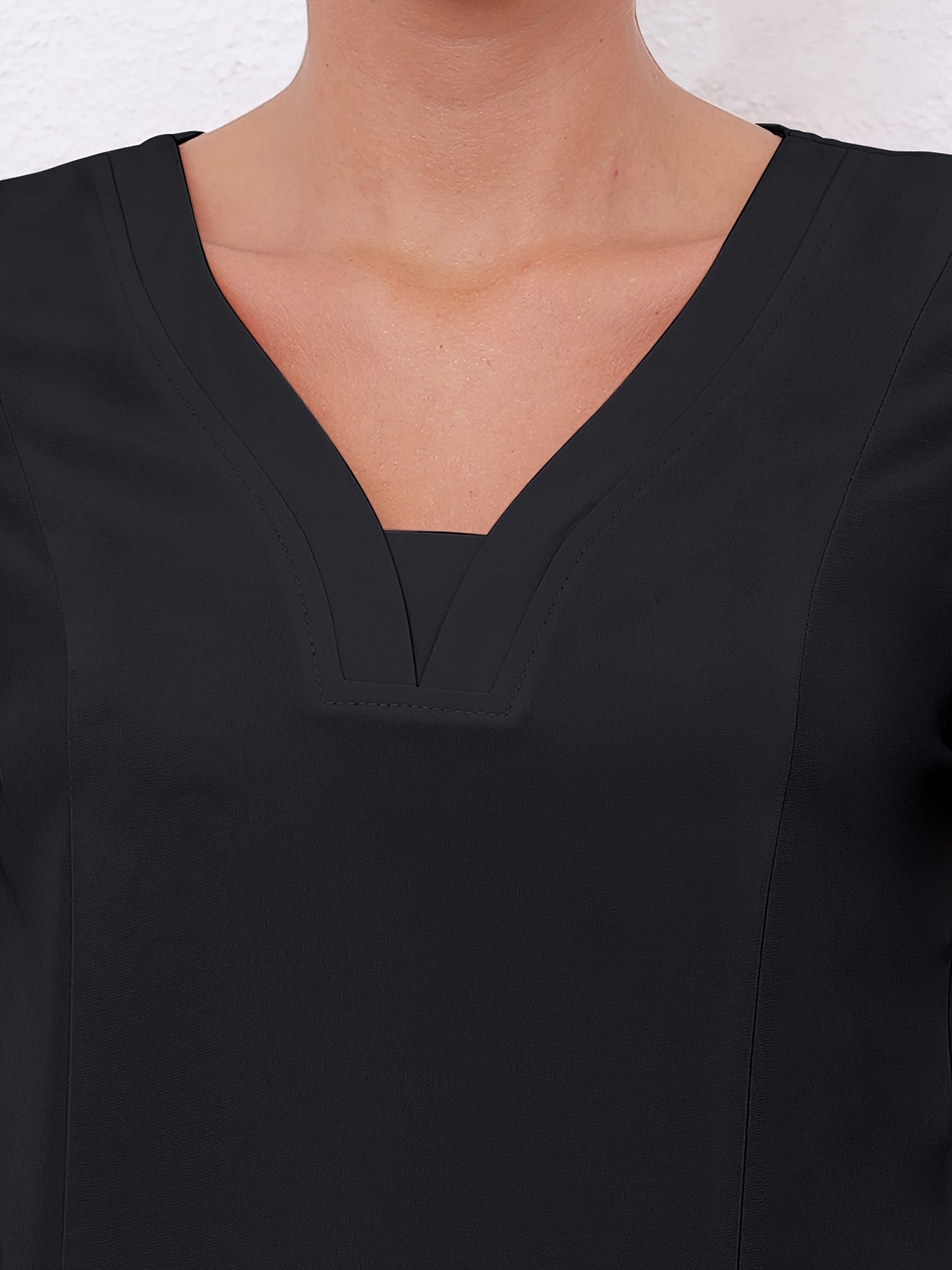 Women'S V-Neck Frosted Breathable Uniform Pocket Handwash Workwear Brush Handwear Top