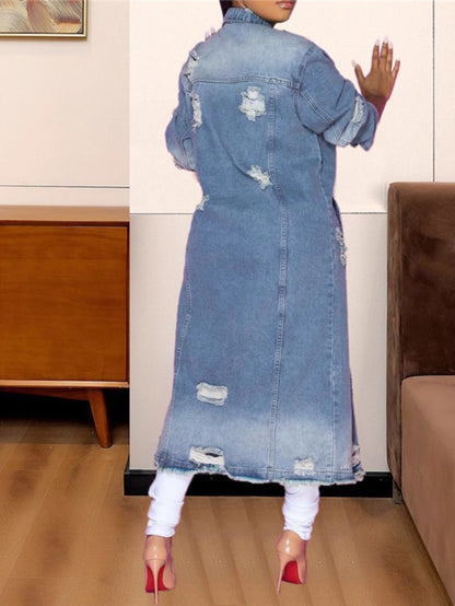 Women's Blue Denim Denim Jacket - product view 7