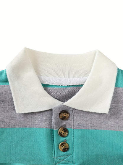 3pcs Boys' Long-Sleeve Pique Shirt Soft Casual Shirt School UniformFor Kids Boys' Clothes, Children's Clothes, 2-9 Years Old, Spring Clothes, Summer Clothes, Valentine's Day Gifts, Easter Gifts, Discounted