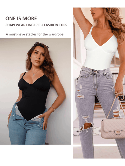 Shapewear Bodysuits for Women Tummy Control Body Suits Deep V Neck Corset Body Shaper Tops