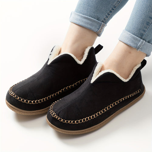 Women'S Non-slip Slippers, Fleece Lined, Cozy Bootie Style With Arch Support, Cushioned Comfort For Fall And Winter, V-neck Design With Non-slip TPR Sole - Multifunctional Indoor/outdoor Design With Arch Support, Fun Slippers, Women'S Warm Shoes