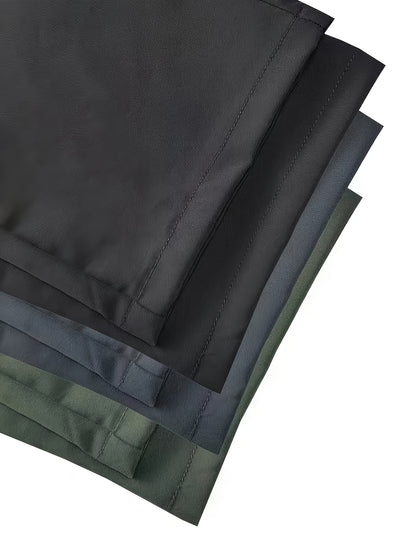 3pcs Men'S Slim Work Pants, With Drawstring Elastic Waist, Zipper Pocket And Large Patch Pocket. Comfortable And Breathable, Suitable For Outdoor And Daily Casual Wear.