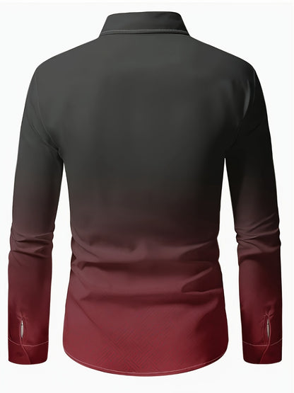Men's Geometric Print Plus Size Long Sleeve Dress Shirt - Easy Care