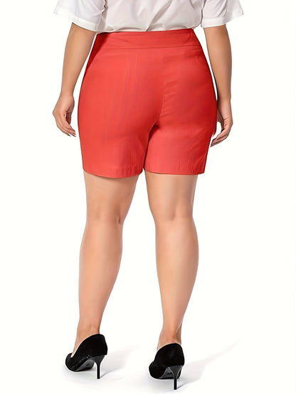 Work Causal Tulip Hem Pull-On Dress Career Shorts with Two Front Pockets