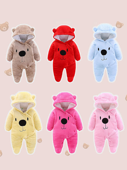 Baby Newborn Snowsuit Winter Hooded Footie Fleece Jumpsuit for Infant Girls Boys, for Outdoor