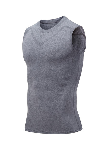 3pcs Men's Sports Compression Tank Tops, Basketball Athletic Sleeveless Shirts, American Style Training Vests, Moisture-Wicking Breathable Quick-Dry Base Layer for Sports & Outdoor Activities