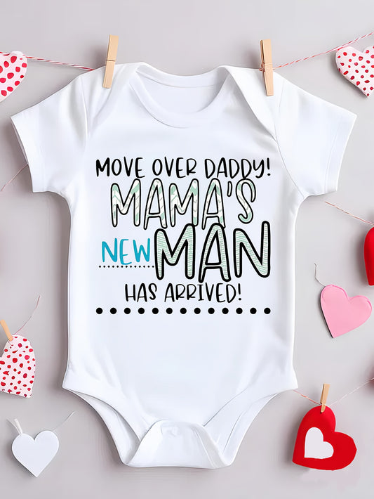 Cotton Baby Romper - "Move Over Daddy, Mommy'S New Men'S Suit Has Arrived" Fun Printed, Comfortable Short-Sleeved Romper for Newborn Boys, Casual Summer Romper, Machine Washable, Perfect for Outdoor'S Latest Pop Baby Favorite
