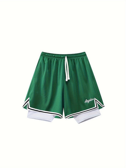 1pc Of Sports Basketball Shorts, Loose And Comfortable, Sweat Wicking And Breathable, Outdoor Running Lined with Stretch Cloth Quick-drying Training Pants